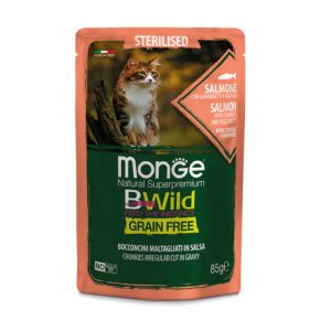 Monge Húmedo Pouches Bwild Salsa Adulto Sterilised Salmón Gambas y Vegetales 24x85GR