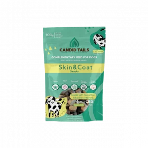 CANDID TAILS SKIN & COAT SNACKS CON CBD Y CÁÑAMO PARA PERRO 100gr