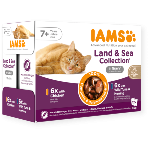 IAMS GATO SENIOR LAND Y SEA EN SALSA 12X85GR